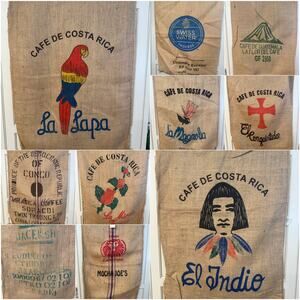 Lot of 10 Jute Burlap Coffee Bag Sack Cafe Bags 43”x28” JL